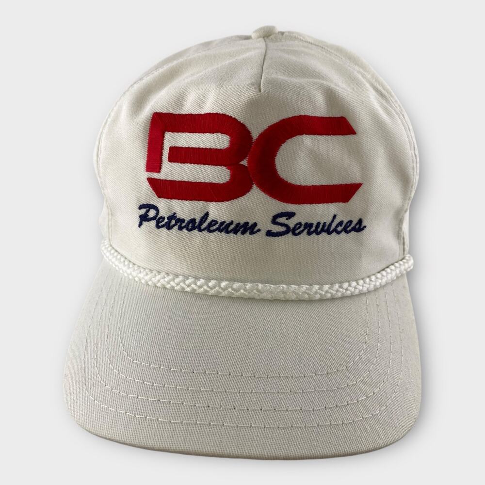 BC Petroleum Services Strapback Cap Hat Vintage USA Rope Brim Workwear Novelty